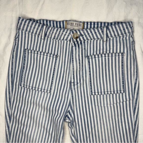 Blank Paige Blue & White Stripe Flare Jeans Size Small - Picture 3 of 13